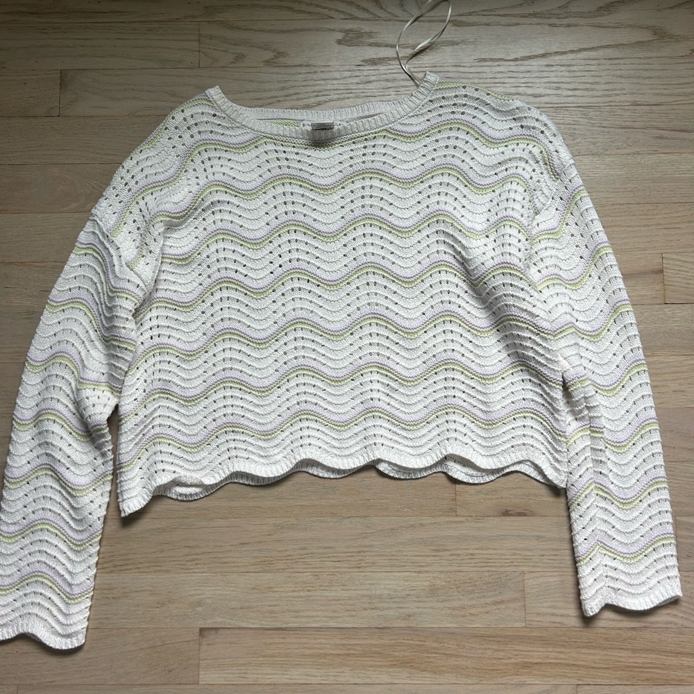 Sincerely Jules White and Green Knit Sweater